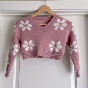 SHEIN Cropped Flower Print Sweater - Size 8